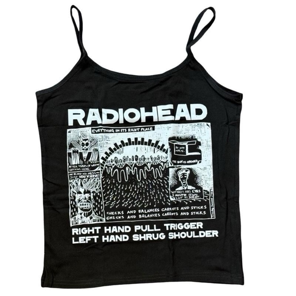 Tv Girl Radiohead The Bends Graphic Print Crop Shirt Punk Rock Band Tee Tank Top - Picture 3 of 4